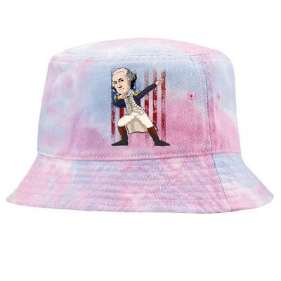 Patriotic George Washington Dabbing Dab Dance 4th Of July Tie-Dyed Bucket Hat