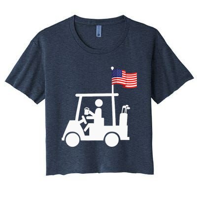 Patriotic Golf Wear USA Strong Golf Cart Women's Crop Top Tee