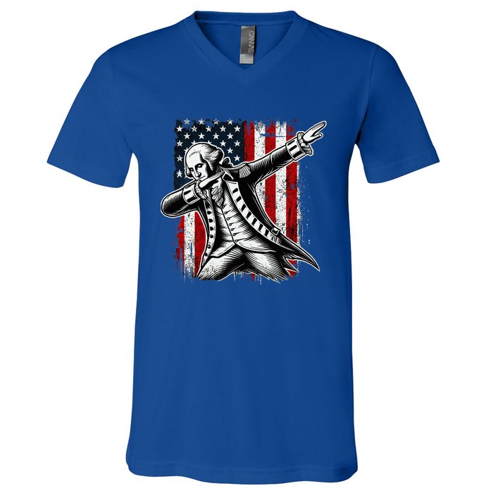 Patriotic George Washington Dabbing V-Neck T-Shirt