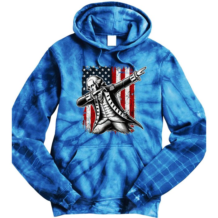 Patriotic George Washington Dabbing Tie Dye Hoodie