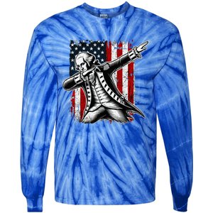 Patriotic George Washington Dabbing Tie-Dye Long Sleeve Shirt