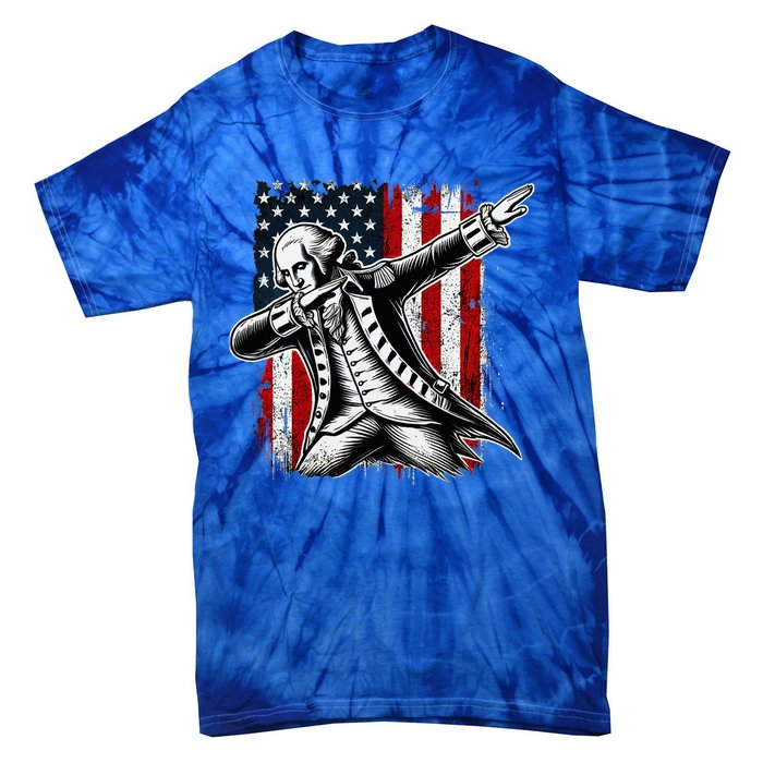 Patriotic George Washington Dabbing Tie-Dye T-Shirt