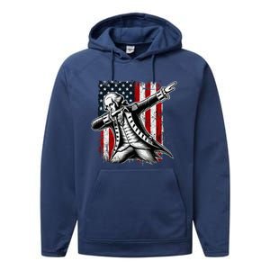 Patriotic George Washington Dabbing Performance Fleece Hoodie