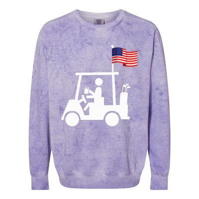 Patriotic Golf Wear Usa Strong Golf Cart Colorblast Crewneck Sweatshirt