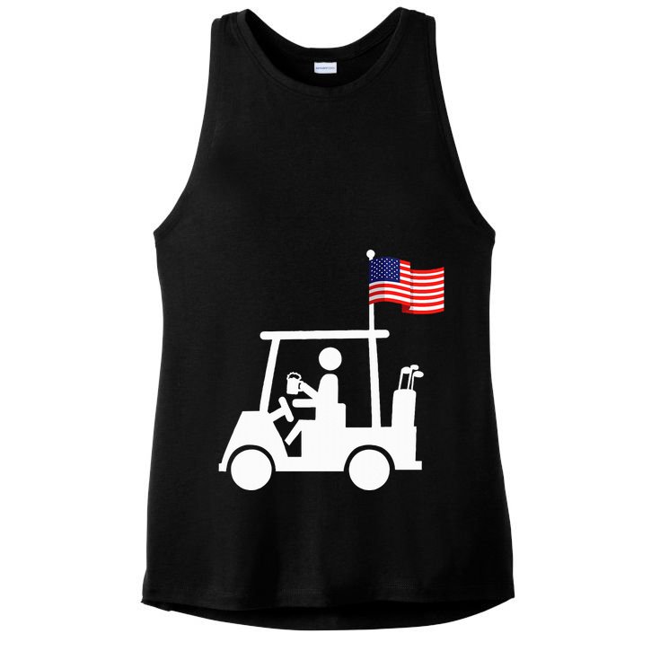 Patriotic Golf Wear Usa Strong Golf Cart Ladies PosiCharge Tri-Blend Wicking Tank
