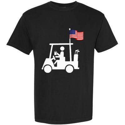 Patriotic Golf Wear Usa Strong Golf Cart Garment-Dyed Heavyweight T-Shirt