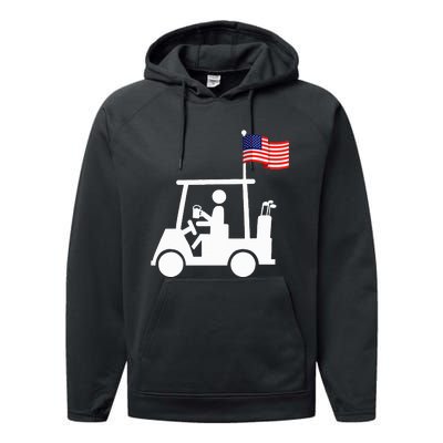 Patriotic Golf Wear Usa Strong Golf Cart Performance Fleece Hoodie