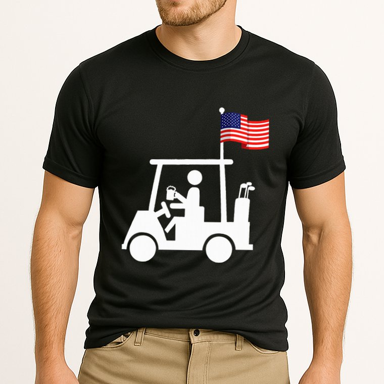 Patriotic Golf Wear Usa Strong Golf Cart Cooling Performance Crew T-Shirt