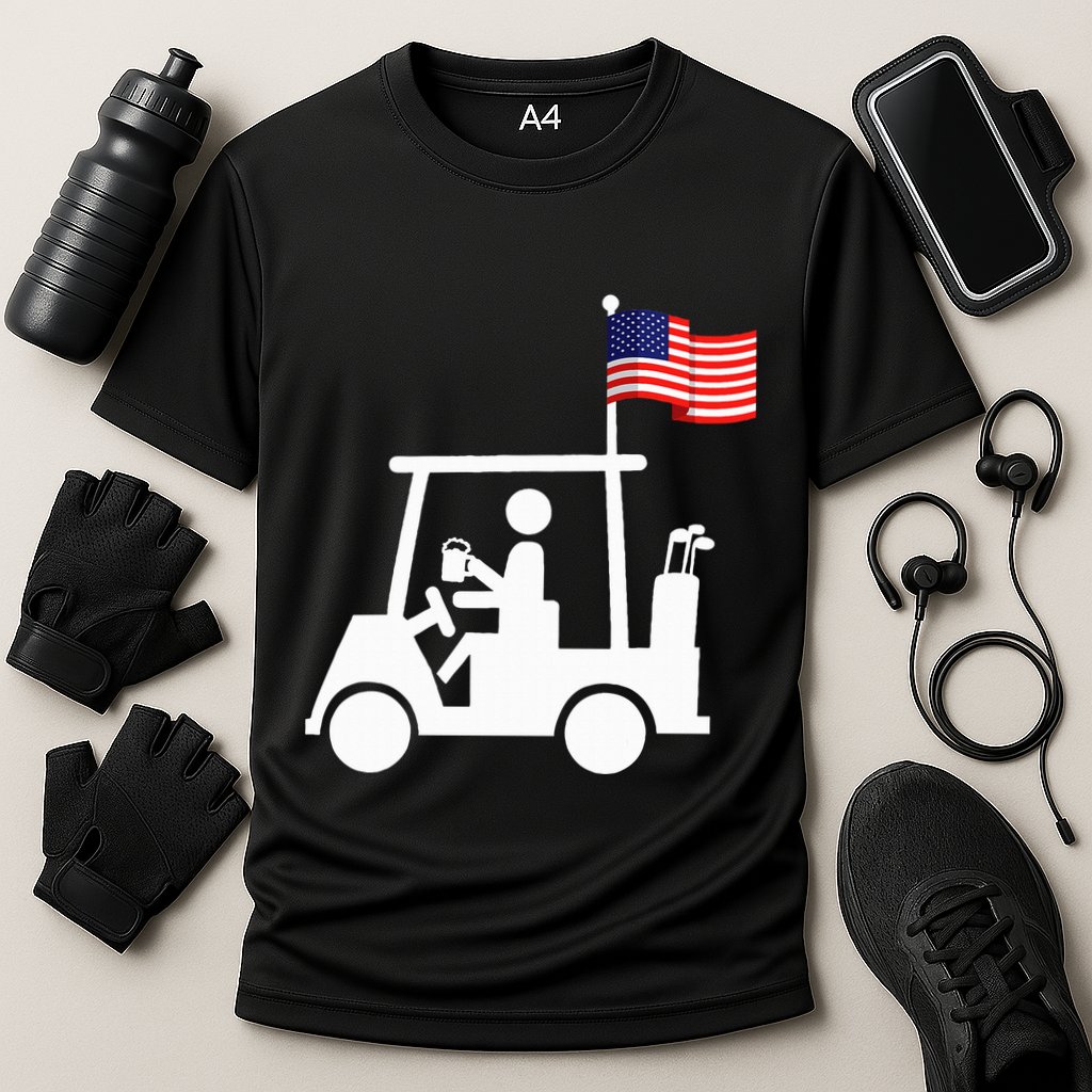 Patriotic Golf Wear Usa Strong Golf Cart Cooling Performance Crew T-Shirt