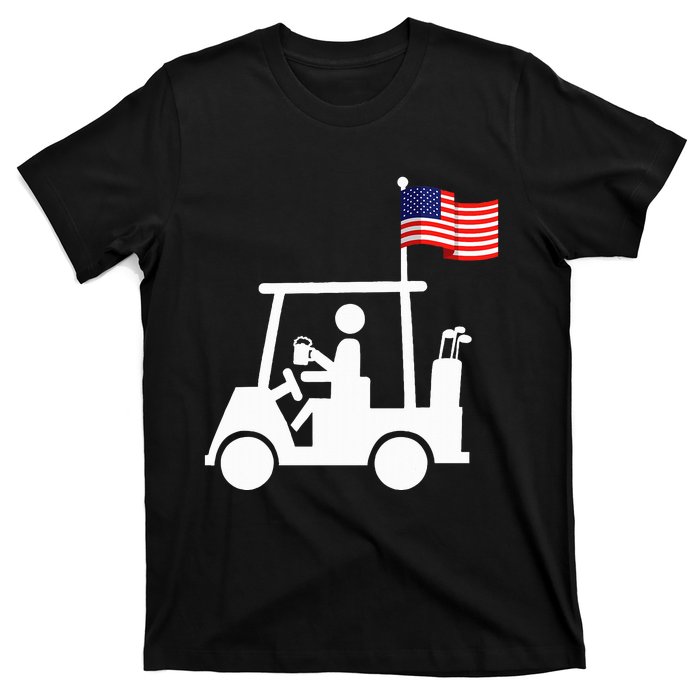 Patriotic Golf Wear Usa Strong Golf Cart T-Shirt