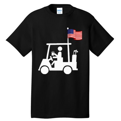 Patriotic Golf Wear Usa Strong Golf Cart Tall T-Shirt