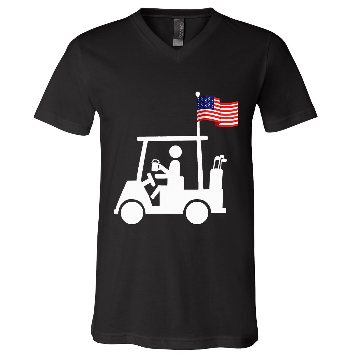 Patriotic Golf Wear Usa Strong Golf Cart V-Neck T-Shirt