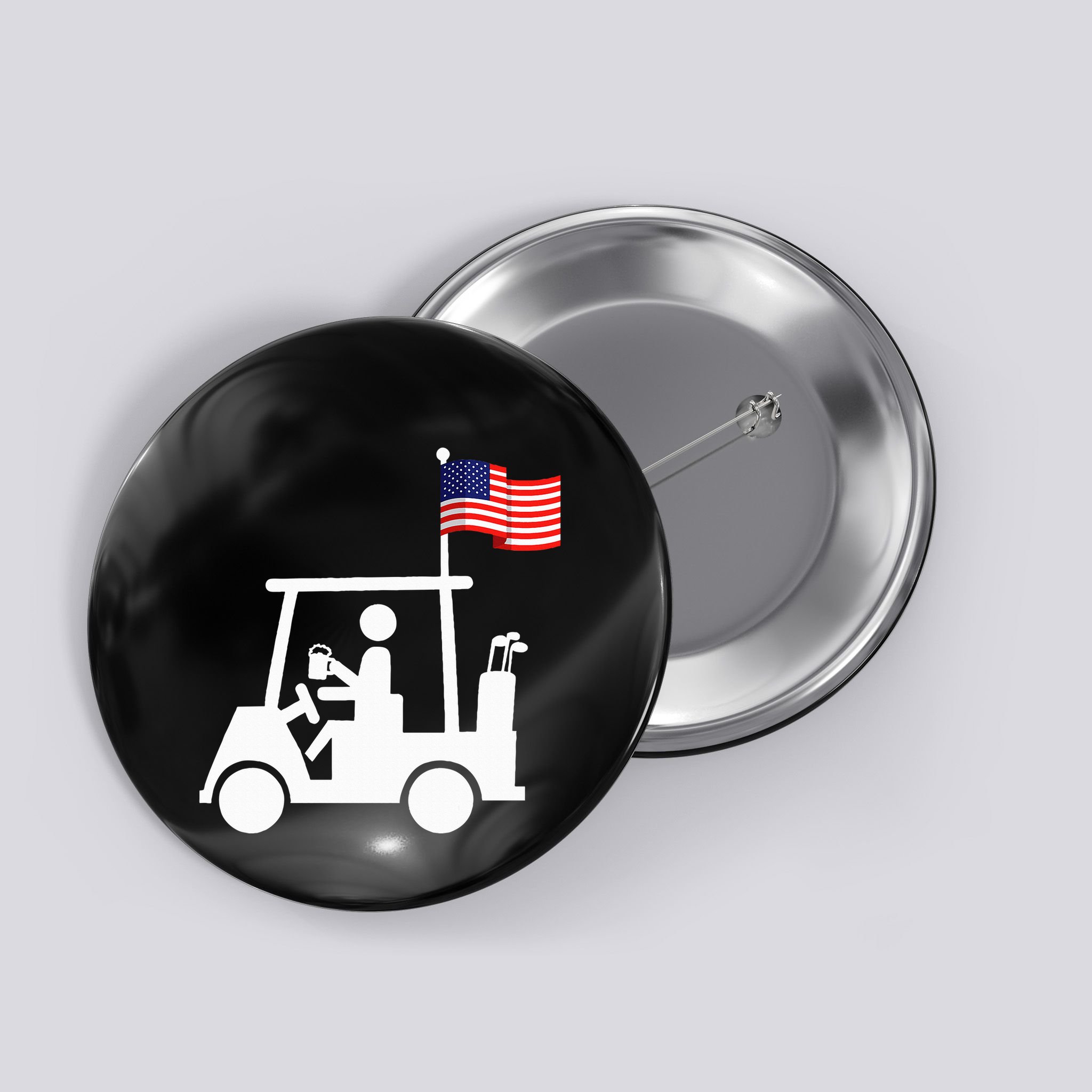 Patriotic Golf Wear Usa Strong Golf Cart Button