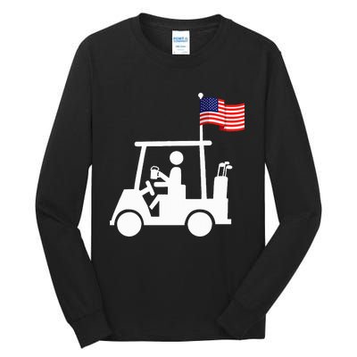 Patriotic Golf Wear Usa Strong Golf Cart Tall Long Sleeve T-Shirt