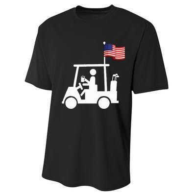 Patriotic Golf Wear Usa Strong Golf Cart Performance Sprint T-Shirt