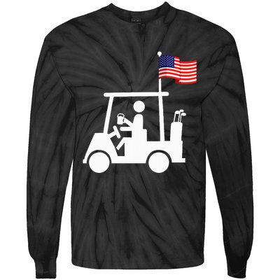 Patriotic Golf Wear Usa Strong Golf Cart Tie-Dye Long Sleeve Shirt