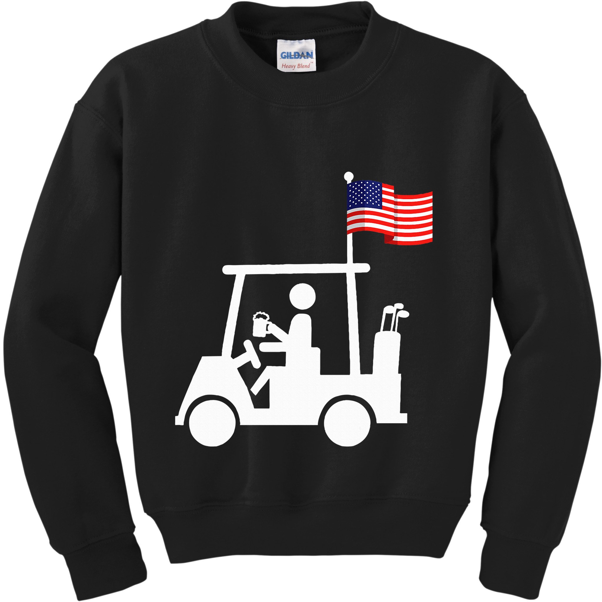 Patriotic Golf Wear Usa Strong Golf Cart Kids Sweatshirt