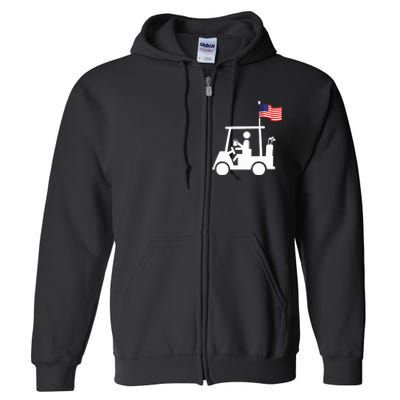 Patriotic Golf Wear Usa Strong Golf Cart Full Zip Hoodie