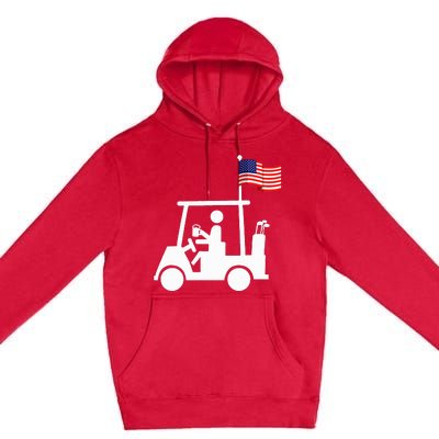 Patriotic Golf Wear Usa Strong Golf Cart Premium Pullover Hoodie