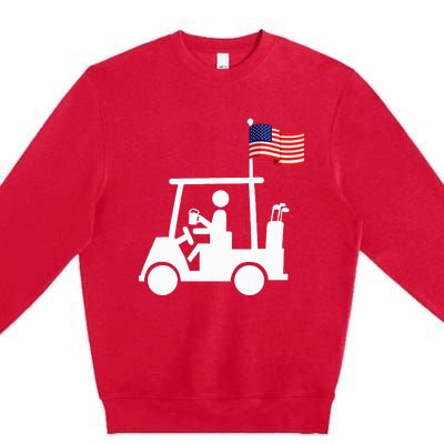 Patriotic Golf Wear Usa Strong Golf Cart Premium Crewneck Sweatshirt