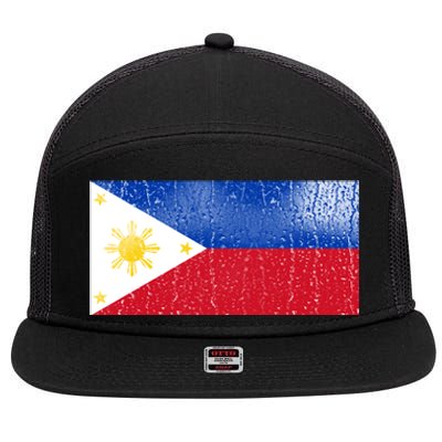 Philippines Glass Water Flag 7 Panel Mesh Trucker Snapback Hat