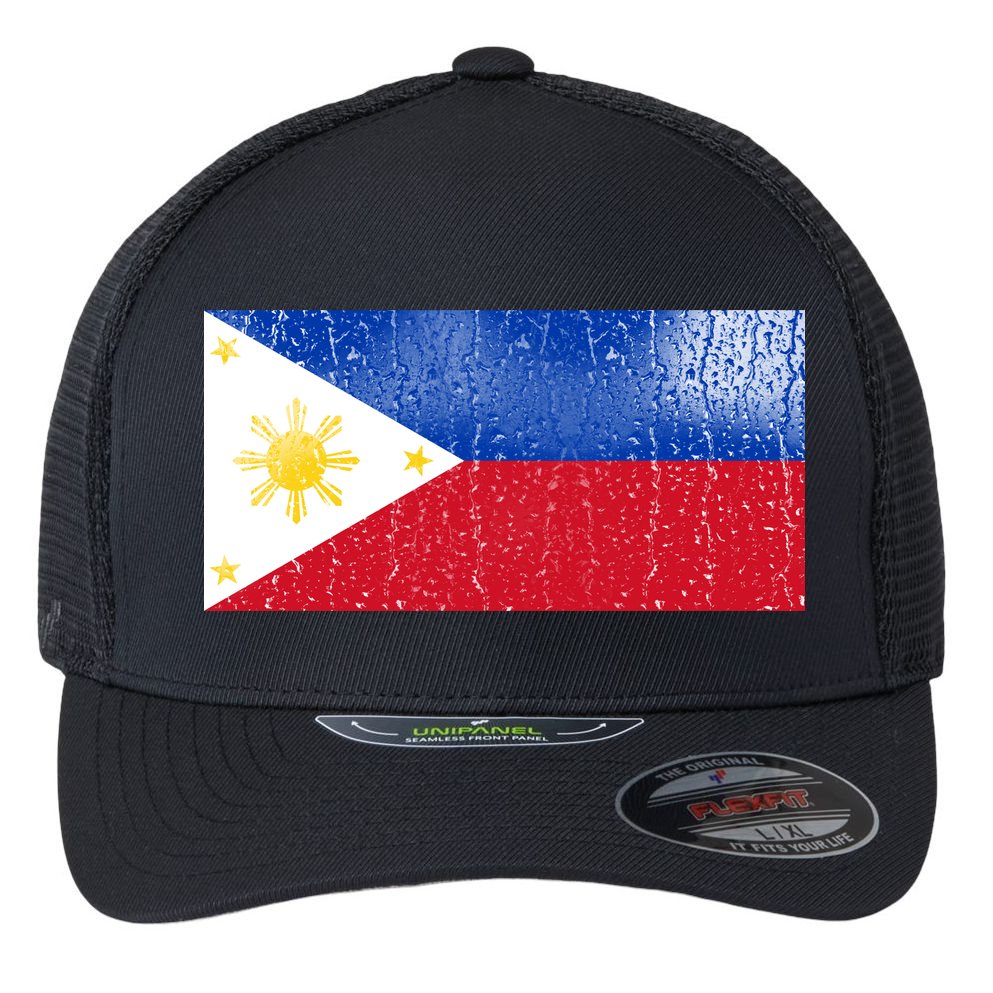 Philippines Glass Water Flag Flexfit Unipanel Trucker Cap