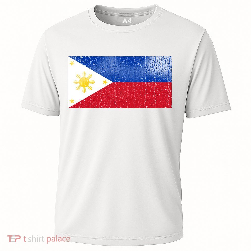 Philippines Glass Water Flag Cooling Performance Crew T-Shirt