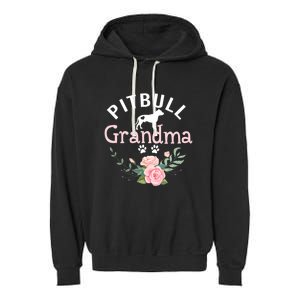 Pitbull Grandma Womens Mom Pitbull Dog Lover Christmas Garment-Dyed Fleece Hoodie