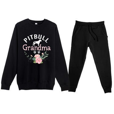 Pitbull Grandma Womens Mom Pitbull Dog Lover Christmas Premium Crewneck Sweatsuit Set