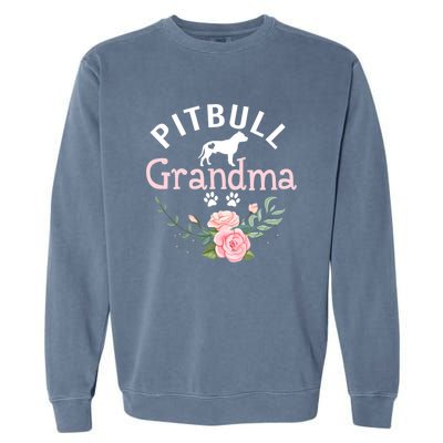 Pitbull Grandma Womens Mom Pitbull Dog Lover Christmas Garment-Dyed Sweatshirt