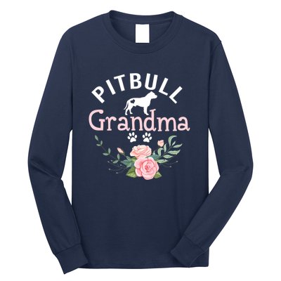 Pitbull Grandma Womens Mom Pitbull Dog Lover Christmas Long Sleeve Shirt