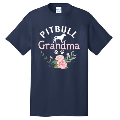 Pitbull Grandma Womens Mom Pitbull Dog Lover Christmas Tall T-Shirt