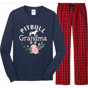 Pitbull Grandma Womens Mom Pitbull Dog Lover Christmas Long Sleeve Pajama Set