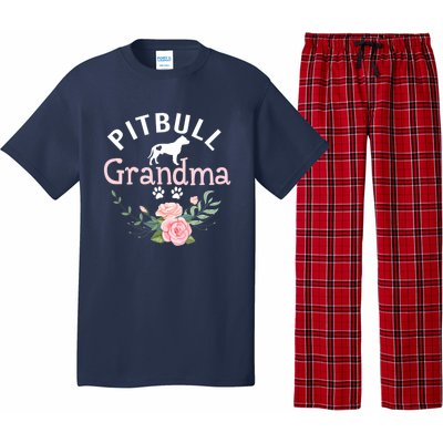 Pitbull Grandma Womens Mom Pitbull Dog Lover Christmas Pajama Set