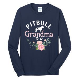 Pitbull Grandma Womens Mom Pitbull Dog Lover Christmas Tall Long Sleeve T-Shirt