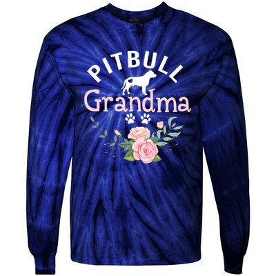 Pitbull Grandma Womens Mom Pitbull Dog Lover Christmas Tie-Dye Long Sleeve Shirt