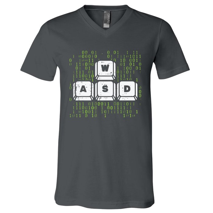 PC Gamer WASD Funny Computer Gaming V-Neck T-Shirt