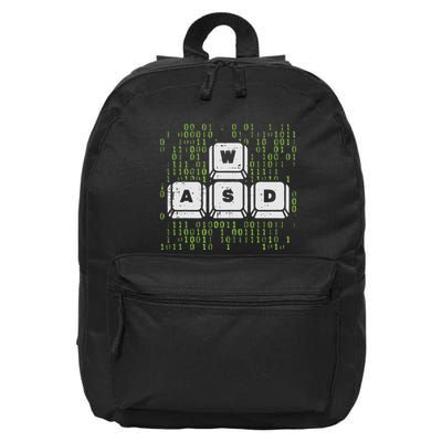 Pc Gamer Wasd Funny Computer Gaming 16 in Basic Backpack
