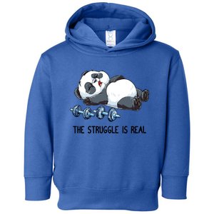 Panda Gym Weightlifting Fitness The Struggle Is Real Funny Cute Gift Toddler Hoodie