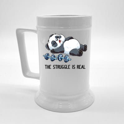 Panda Gym Weightlifting Fitness The Struggle Is Real Funny Cute Gift Beer Stein