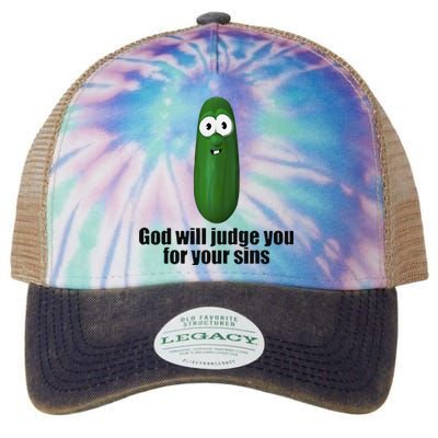 Pickle God Will Judge You For Your Sins Legacy Tie Dye Trucker Hat