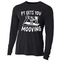 PT Gets You Mooving Physical Therapist Physiotherapy Medical Cooling Performance Long Sleeve Crew