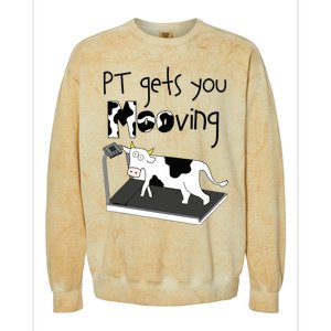 PT Gets You Mooving Funny Cow Physical Therapist PT Therapy Colorblast Crewneck Sweatshirt