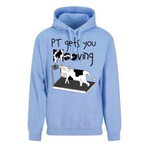 PT Gets You Mooving Funny Cow Physical Therapist PT Therapy Unisex Surf Hoodie