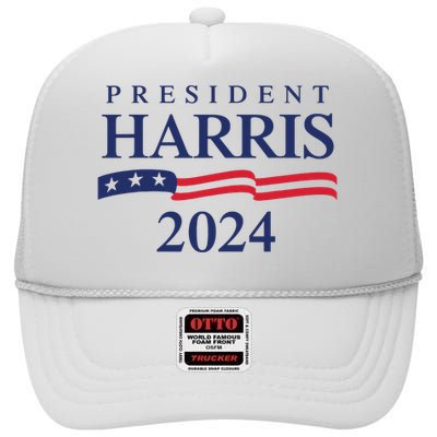 President Harris 2024 High Crown Mesh Back Trucker Hat