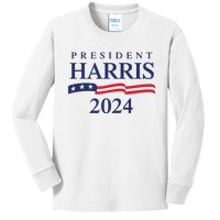 President Harris 2024 Kids Long Sleeve Shirt