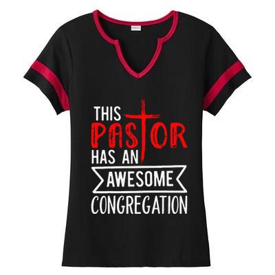 Pastor Has An Awesome Congregation Christian Church Priest Ladies Halftime Notch Neck Tee