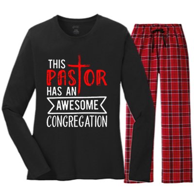 Pastor Has An Awesome Congregation Christian Church Priest Women's Long Sleeve Flannel Pajama Set 