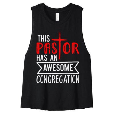 Pastor Has An Awesome Congregation Christian Church Priest Women's Racerback Cropped Tank