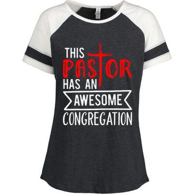 Pastor Has An Awesome Congregation Christian Church Priest Enza Ladies Jersey Colorblock Tee